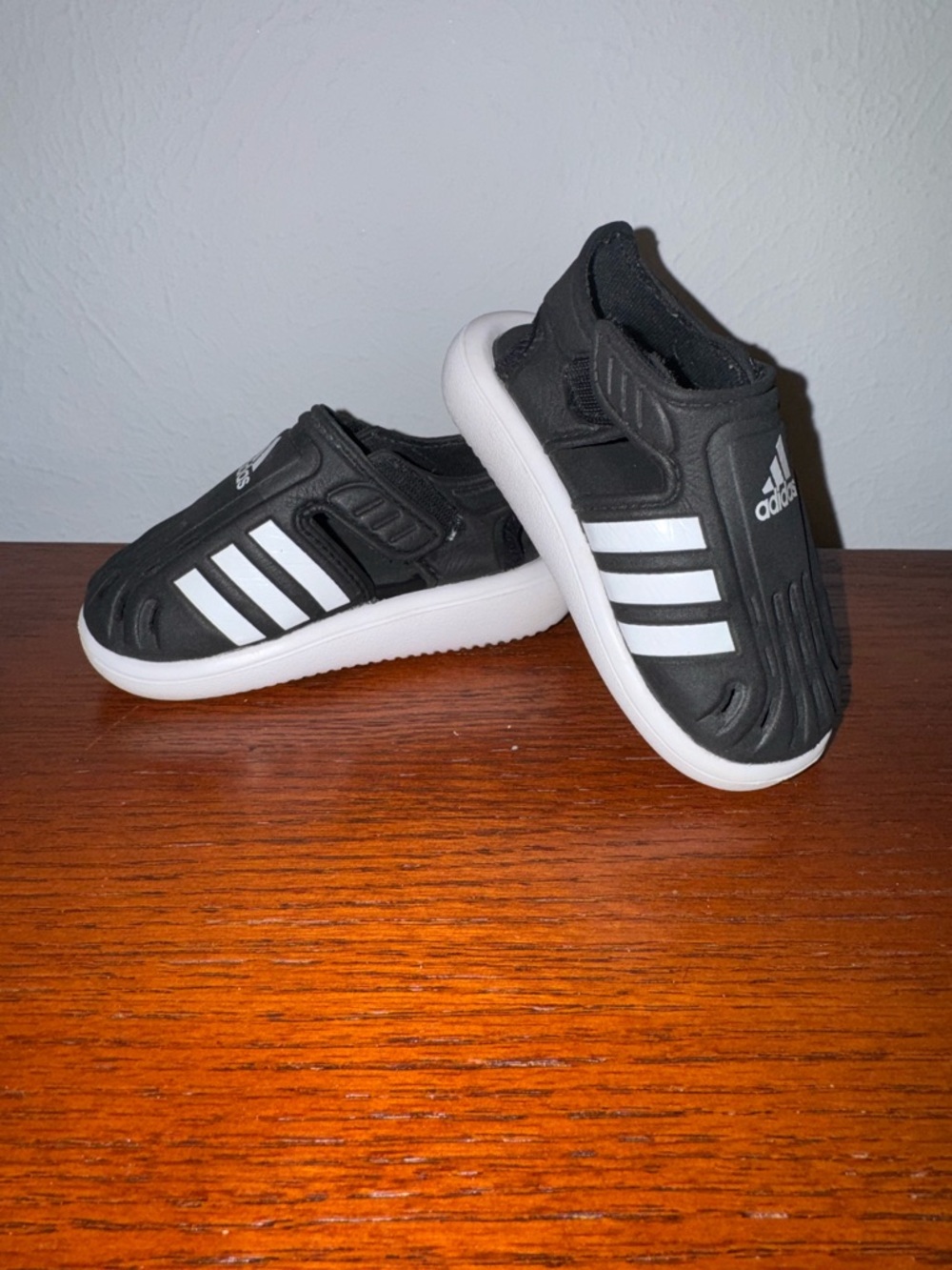 Adidas Infant Black & White Slip-On Sandals